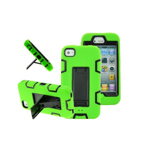 iPhone 4 Case iPhone 4S Case  Robot Guard Hybrid Rugged Triple Layer Combo Case black green